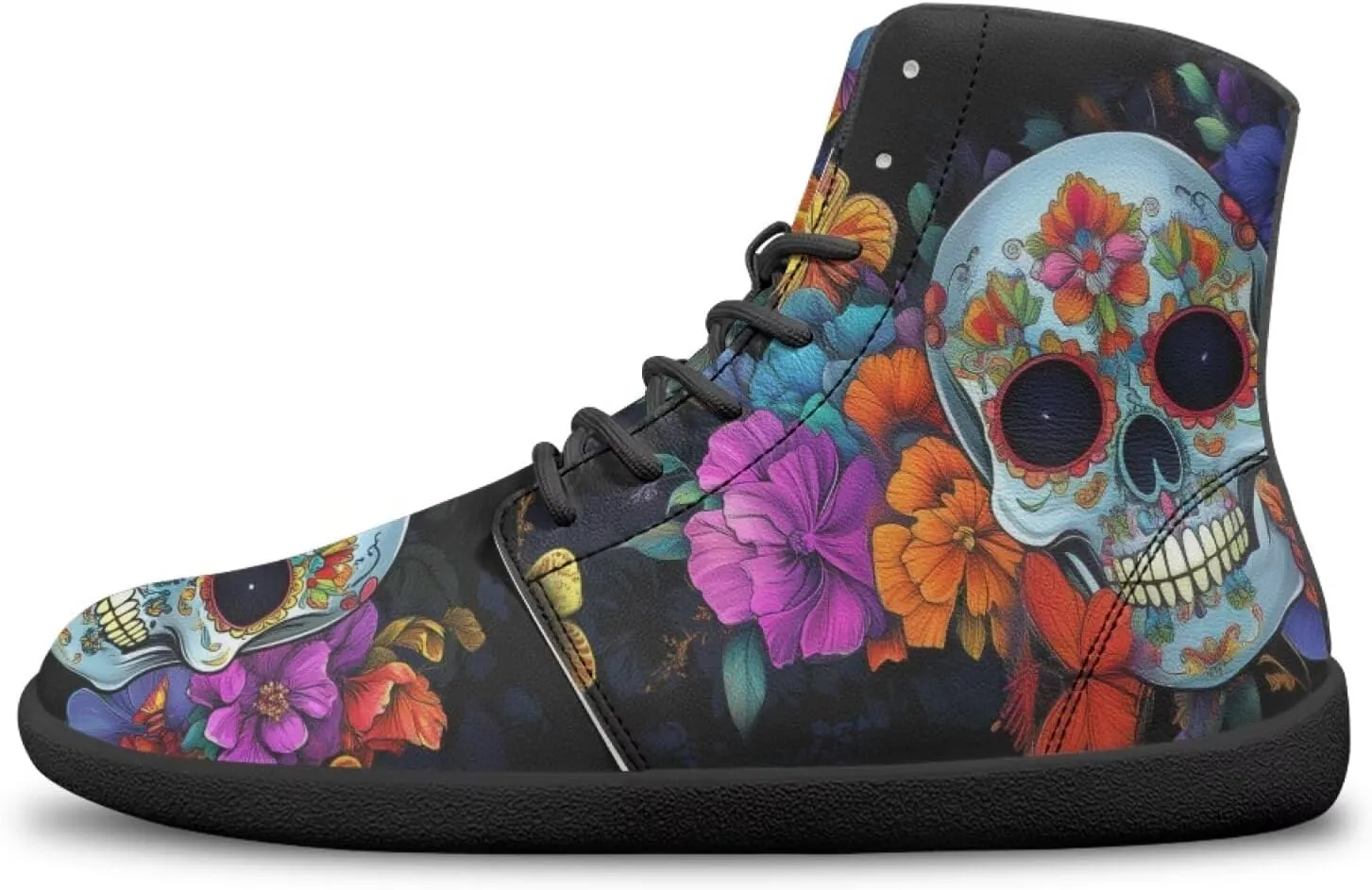 Skull High Top Basketball Barefoot Shoes for Men Women Casual Walking Work Shoes Running Sneakers