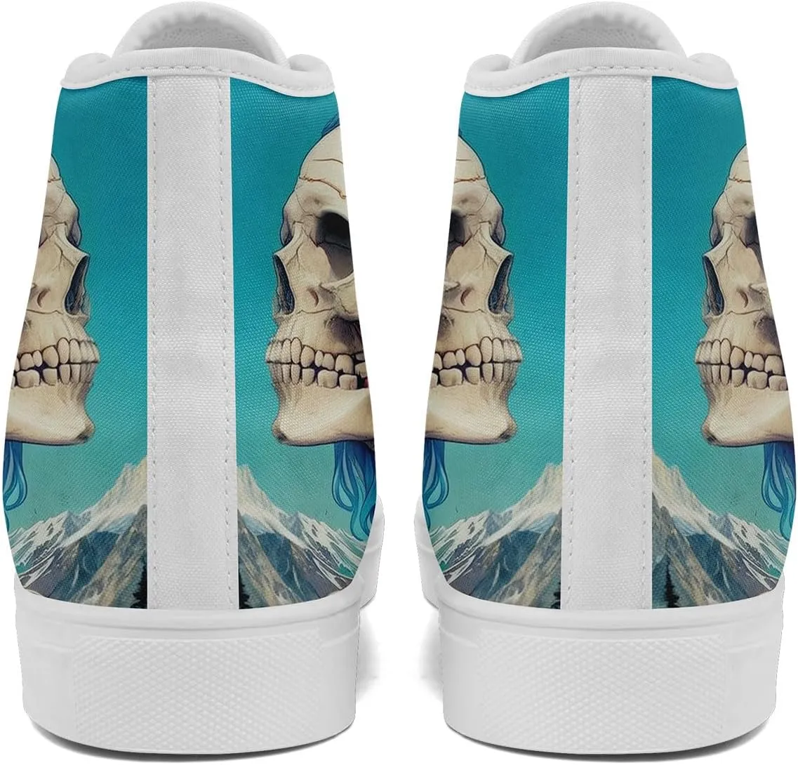 Skull High Top Canvas Sneakers Fashion Punk Rock Joker Print Shoes Casual Walking Shoes Streetwear