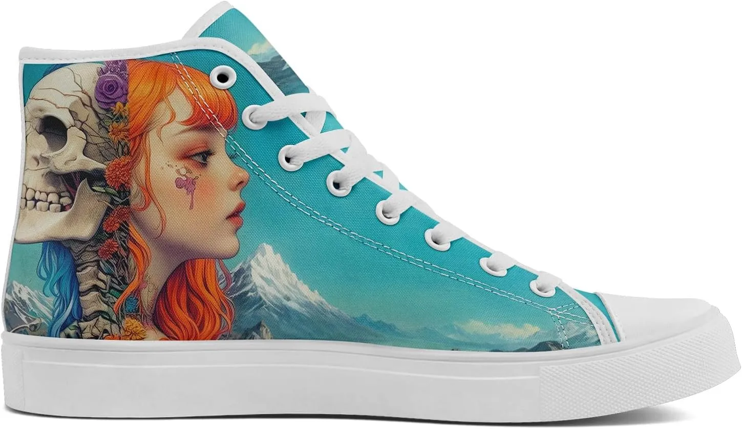 Skull High Top Canvas Sneakers Fashion Punk Rock Joker Print Shoes Casual Walking Shoes Streetwear