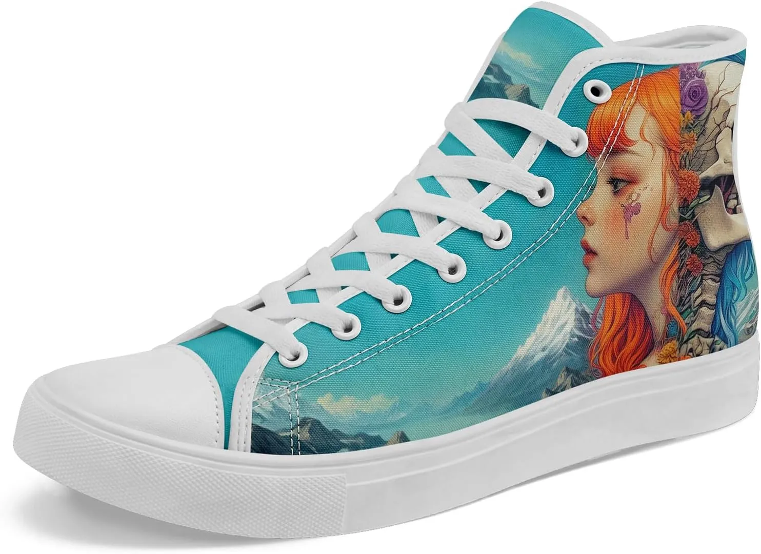 Skull High Top Canvas Sneakers Fashion Punk Rock Joker Print Shoes Casual Walking Shoes Streetwear