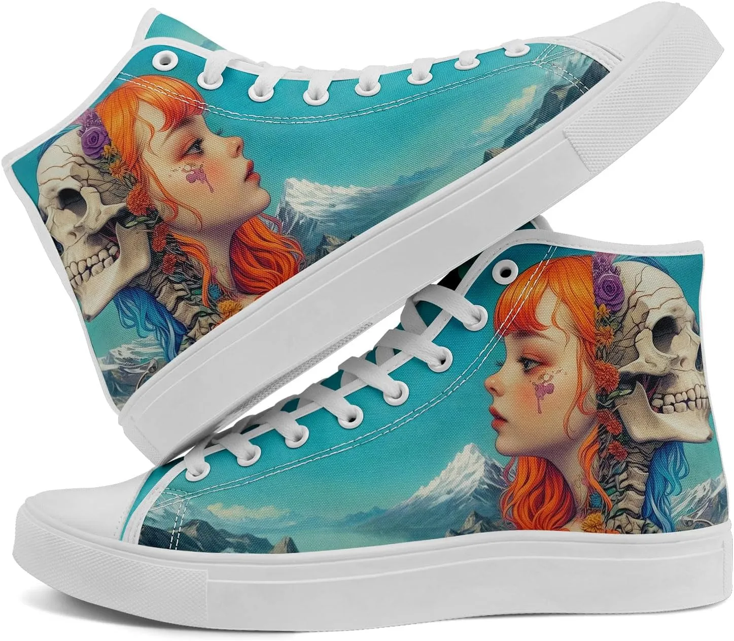 Skull High Top Canvas Sneakers Fashion Punk Rock Joker Print Shoes Casual Walking Shoes Streetwear