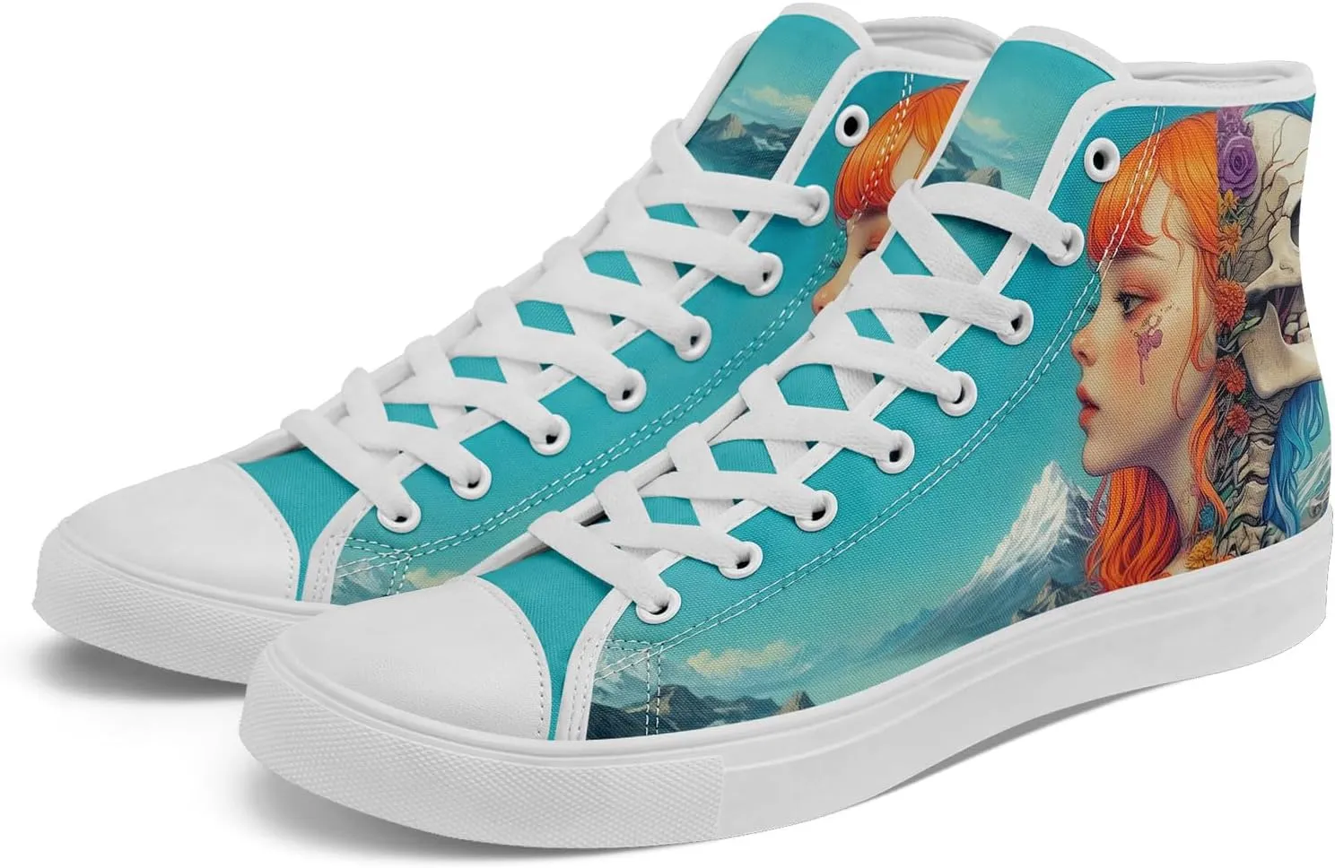 Skull High Top Canvas Sneakers Fashion Punk Rock Joker Print Shoes Casual Walking Shoes Streetwear