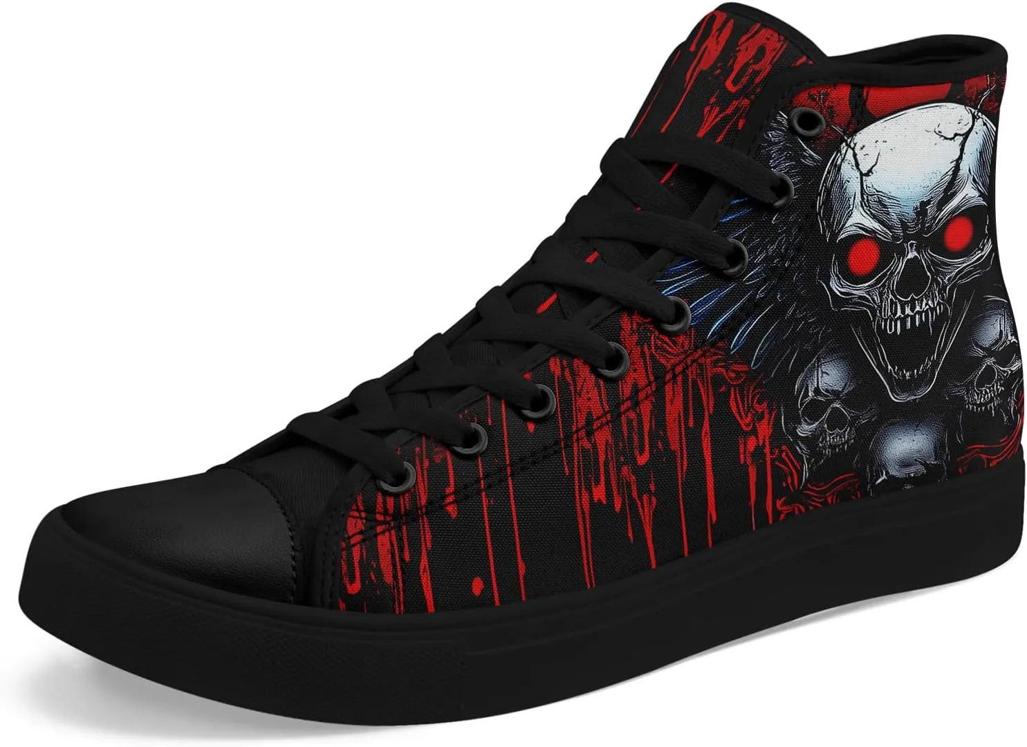 Skull Shoes High Top Canvas Sneakers for Men Women Classic Lace up Casual Trainers Plimsoles Flat Shoes Gothic Walking Streetwear