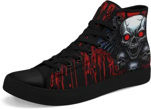 Skull Shoes High Top Canvas Sneakers for Men Women Classic Lace up Casual Trainers Plimsoles Flat Shoes Gothic Walking Streetwear