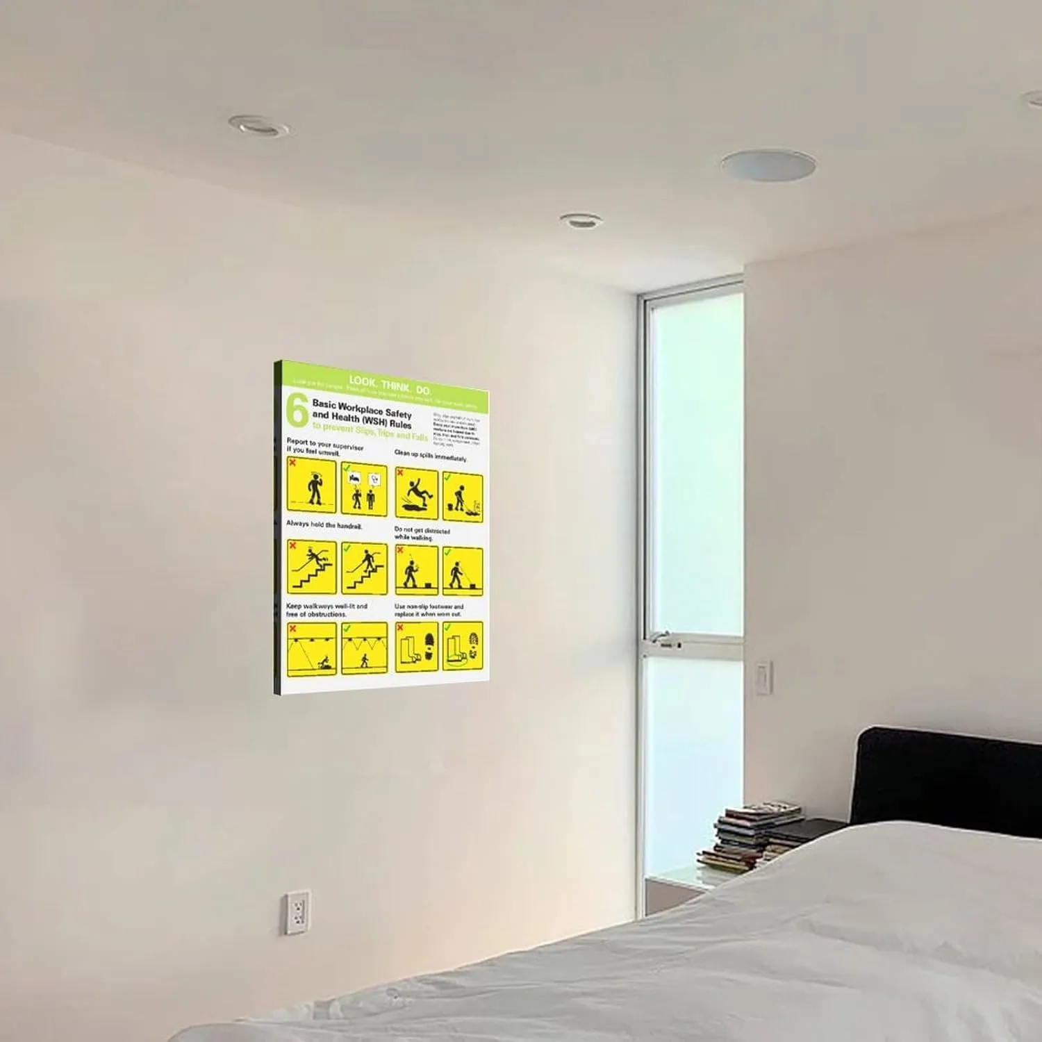 Slip, Trip And Fall Hazard Safety Reminder Sign Work Safety Awareness Training Poster (6) Canvas Print Wall Art Decoration Living Room Office Bedroom Aesthetic 24x32inch(60x80cm) Frame-style