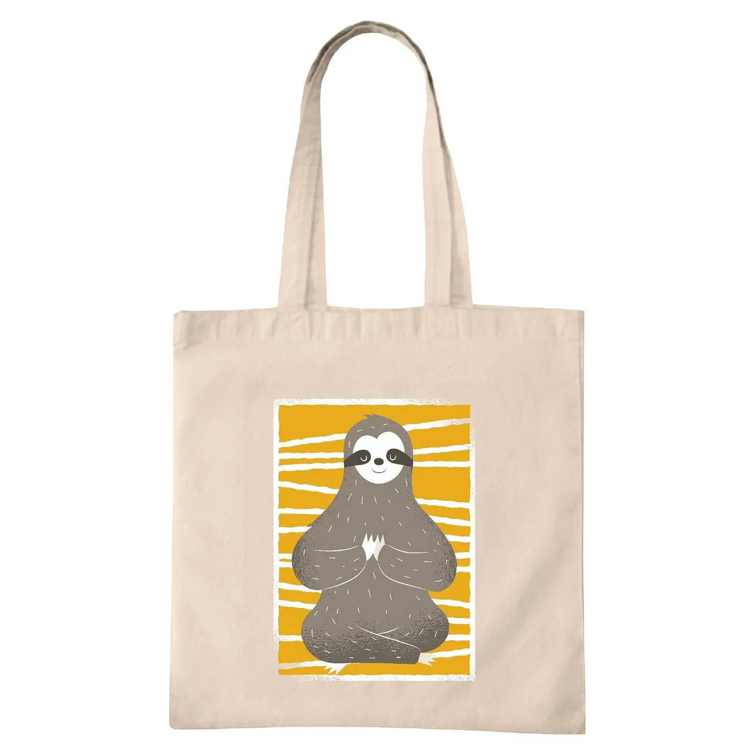 Sloth Yoga Pose Gift for Yoga Lovers Meditation Background Design Natural White Multicolor Canvas Tote Bag