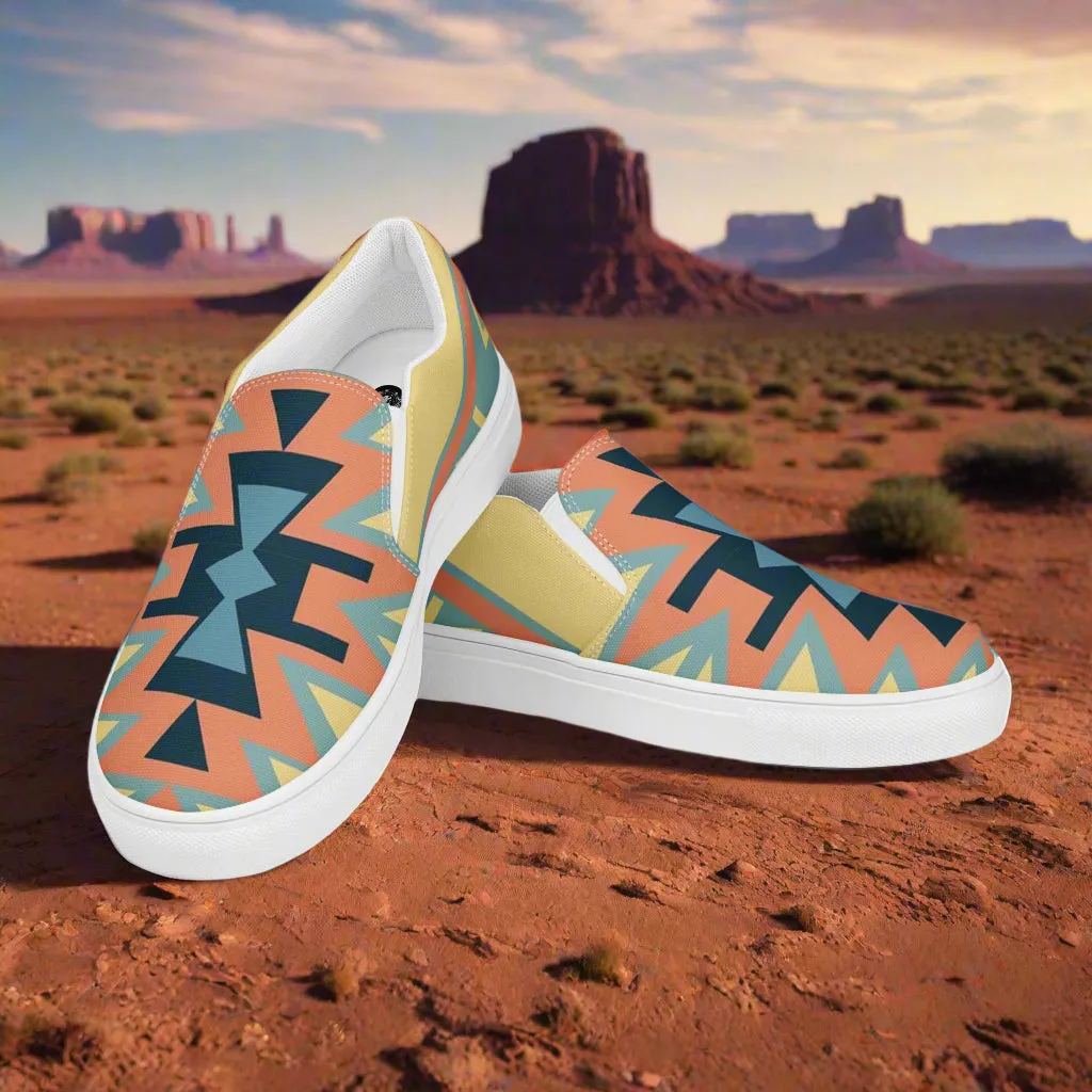 Southwest Style Custom Mens Slip On Shoes Moab Native Pattern