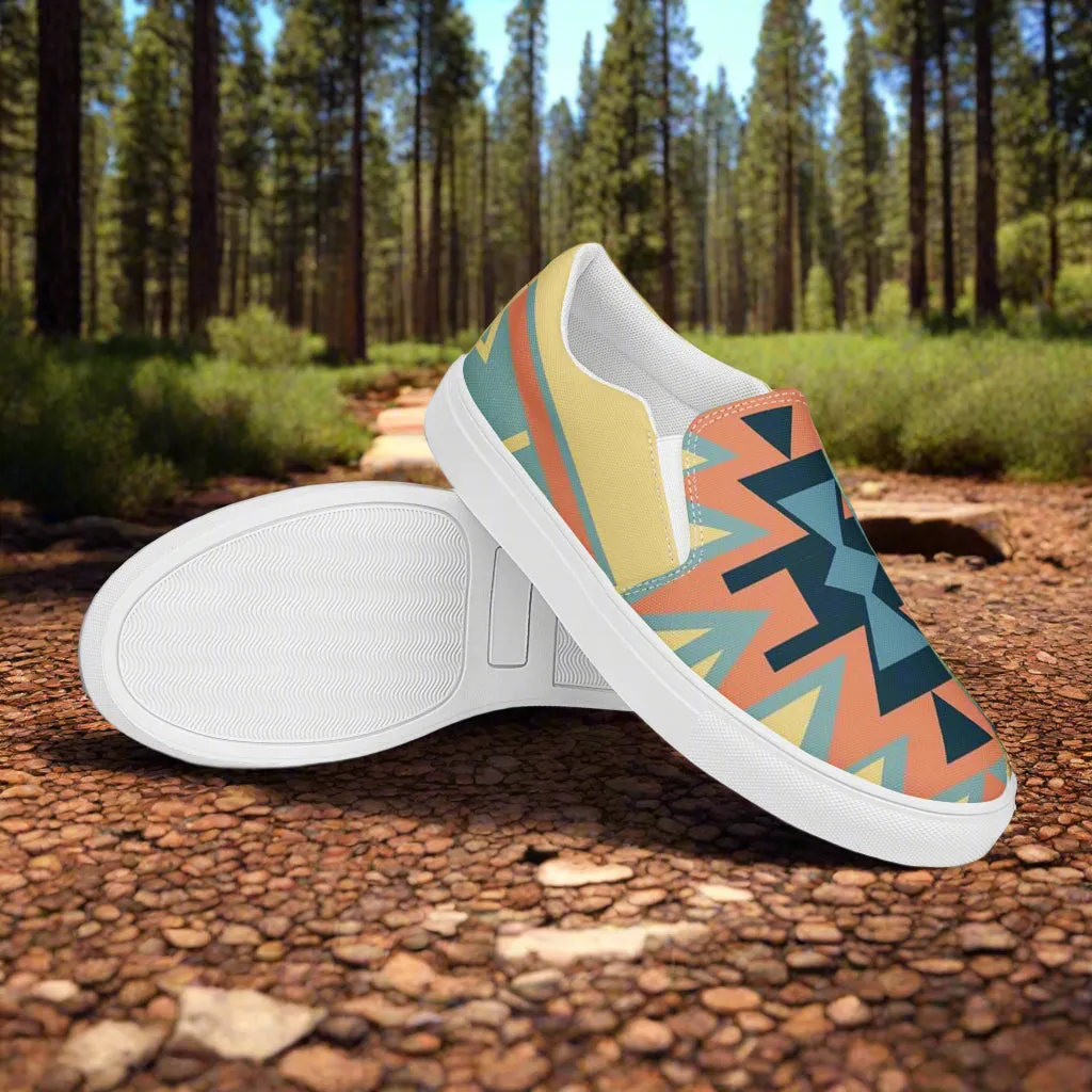 Southwest Style Custom Mens Slip On Shoes Moab Native Pattern