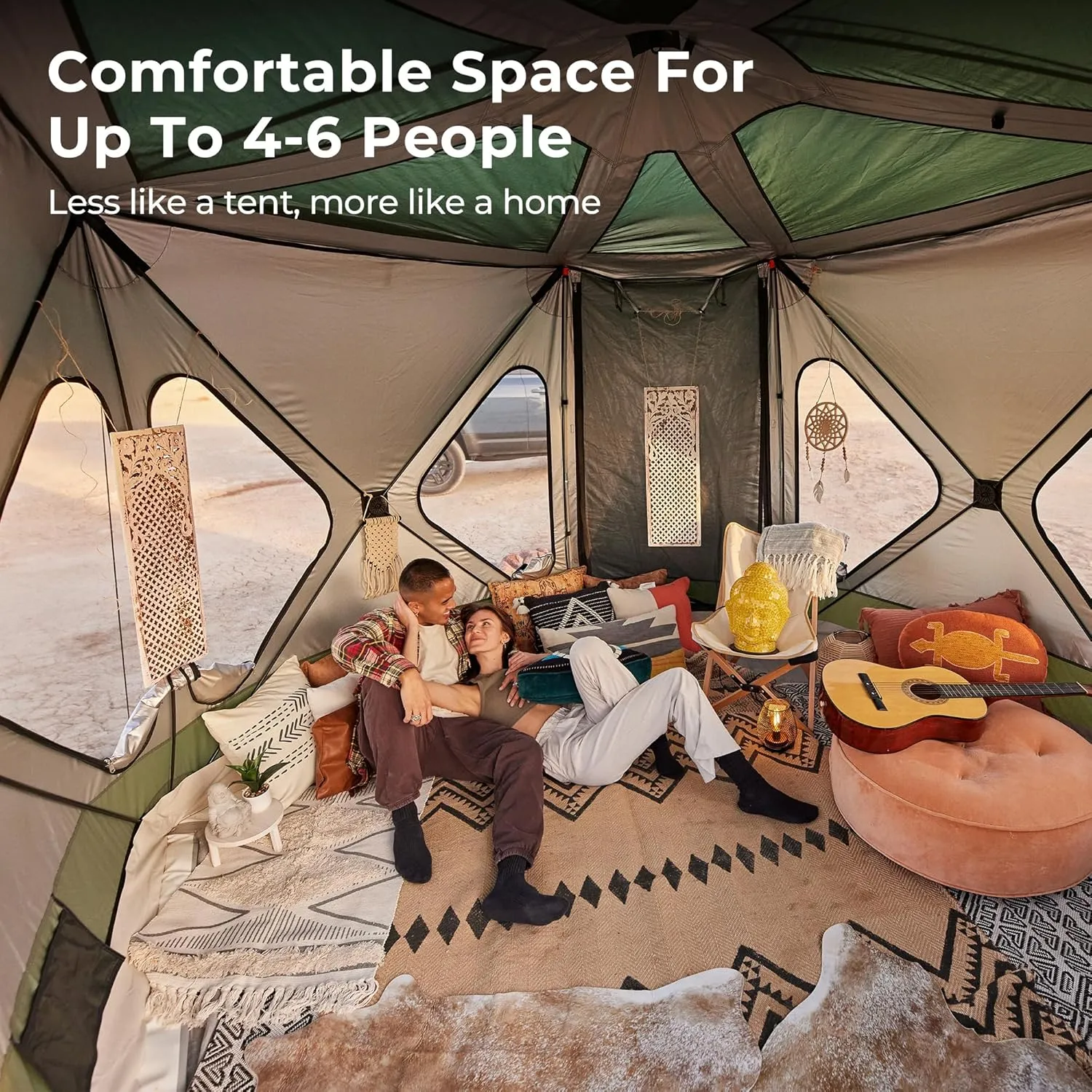 Space Acacia Lite Camping Tent | 2/3/4/8 Person Pop Up Tents for Camping | Lightweight & Durable Beach Tent | Level 7 Wind Resistance, UPF 50  | Quick Setup for Camping & Backyard
