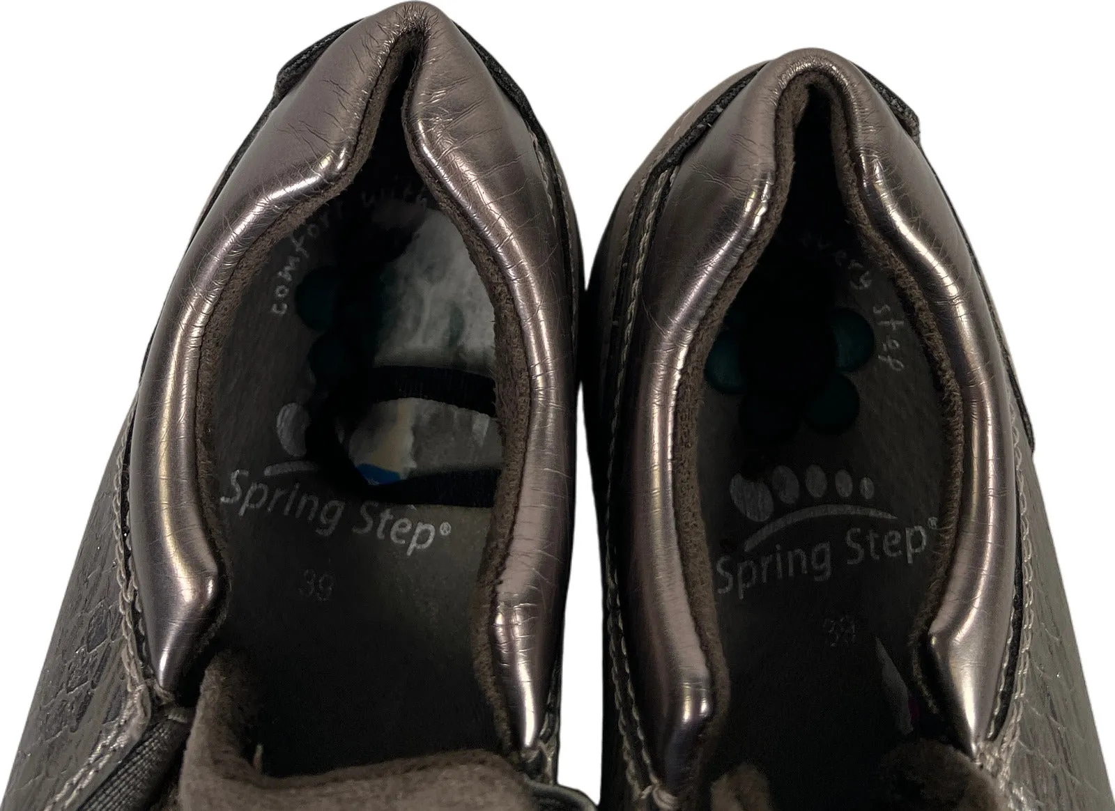 Spring Step Women’s Gray/Bronze Suede Studded Slip On Loafers - 39/US 8.5