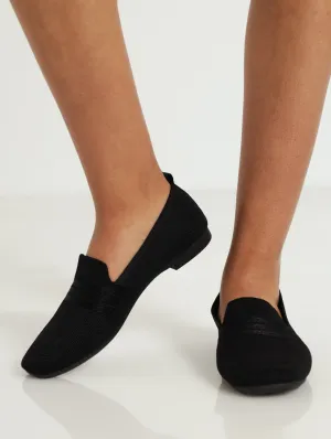 Square Toe Knit High Vamp Pump - Black