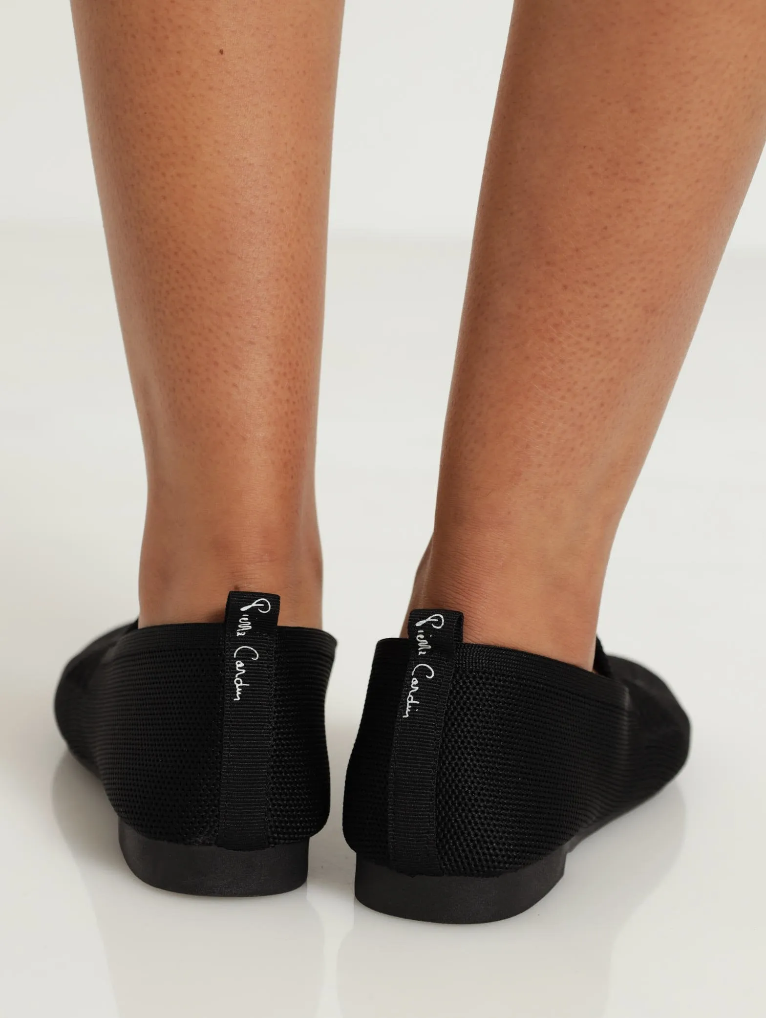 Square Toe Knit High Vamp Pump - Black