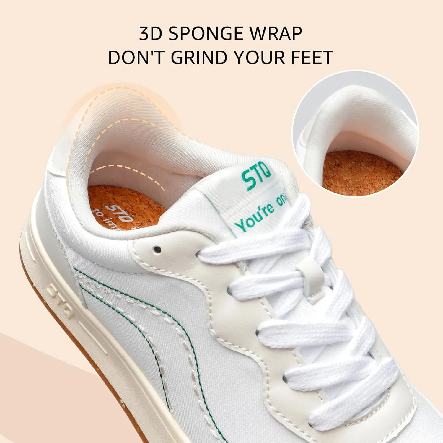 STQ Canvas Shoes for Women Lace Up Tennis Shoes Non Slip Comfortable Walking Sneakers