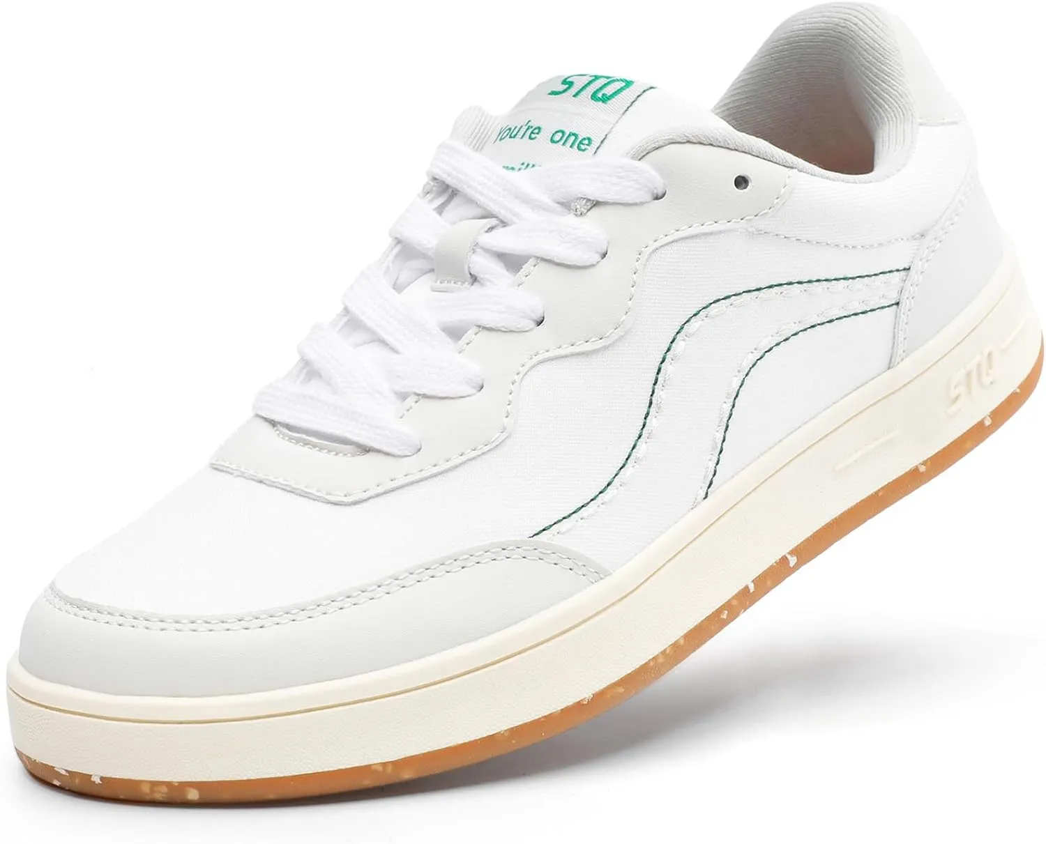 STQ Canvas Shoes for Women Lace Up Tennis Shoes Non Slip Comfortable Walking Sneakers
