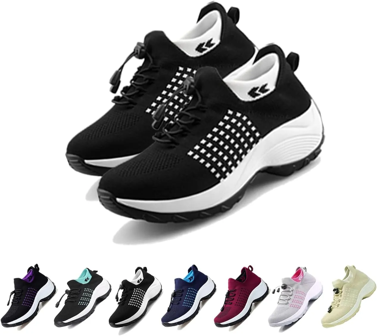 Stretch Cushion Shoes for Women,Comfort Wear Sneakers Slip-Ins Walking Shoes,for Plantar Fasciitis,for Women Arch Support