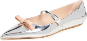 Stuart Weitzman Women's Felicity Bow Mary Jane Flats