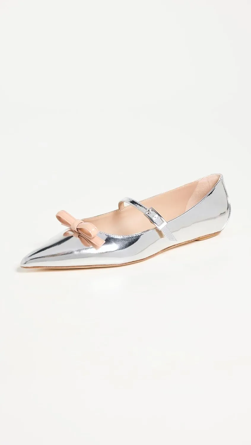 Stuart Weitzman Women's Felicity Bow Mary Jane Flats