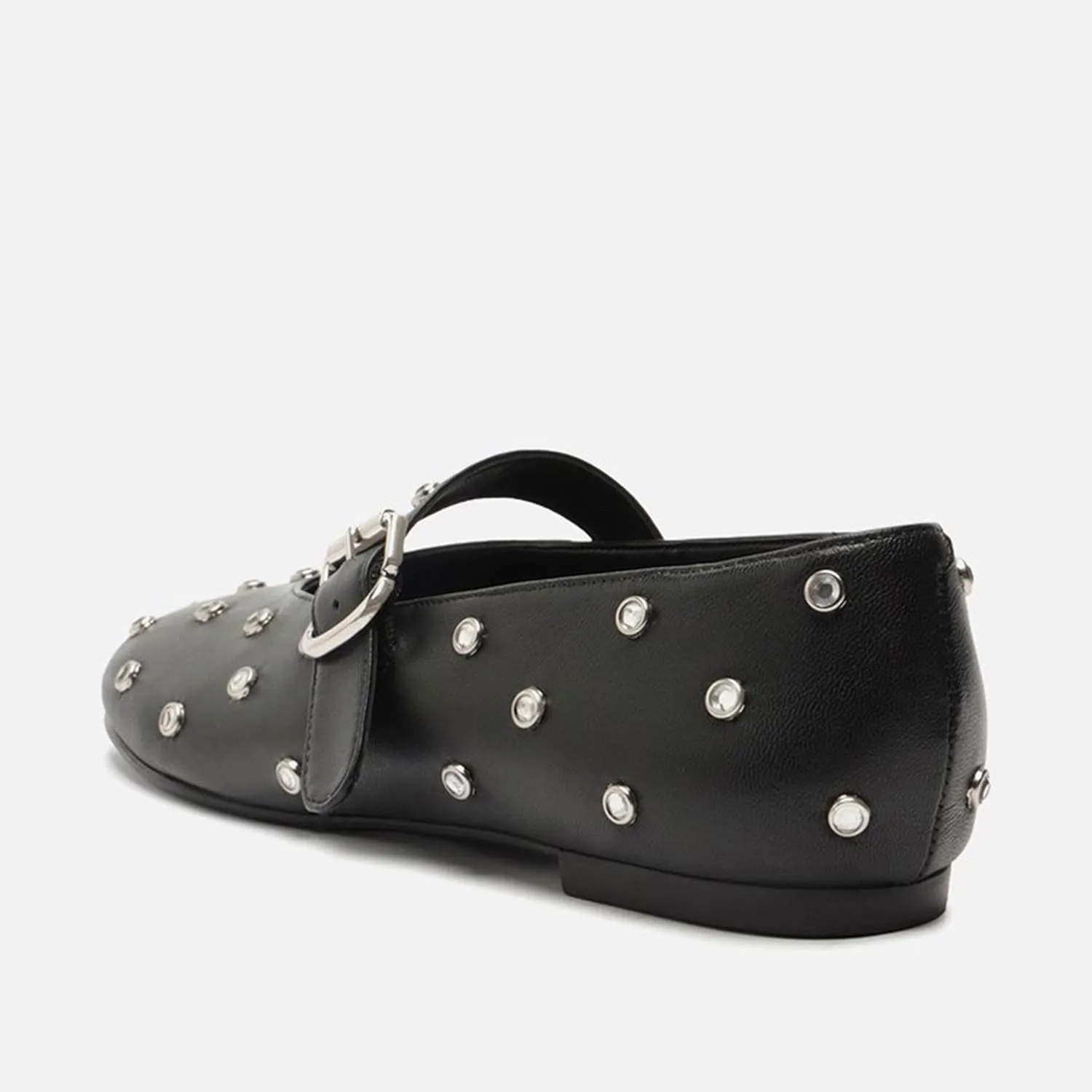 Studded Flats for Women Round Toe Rhinestone Ballet Shoes Mary Jane Style with Buckle Comfortable and Fashionable