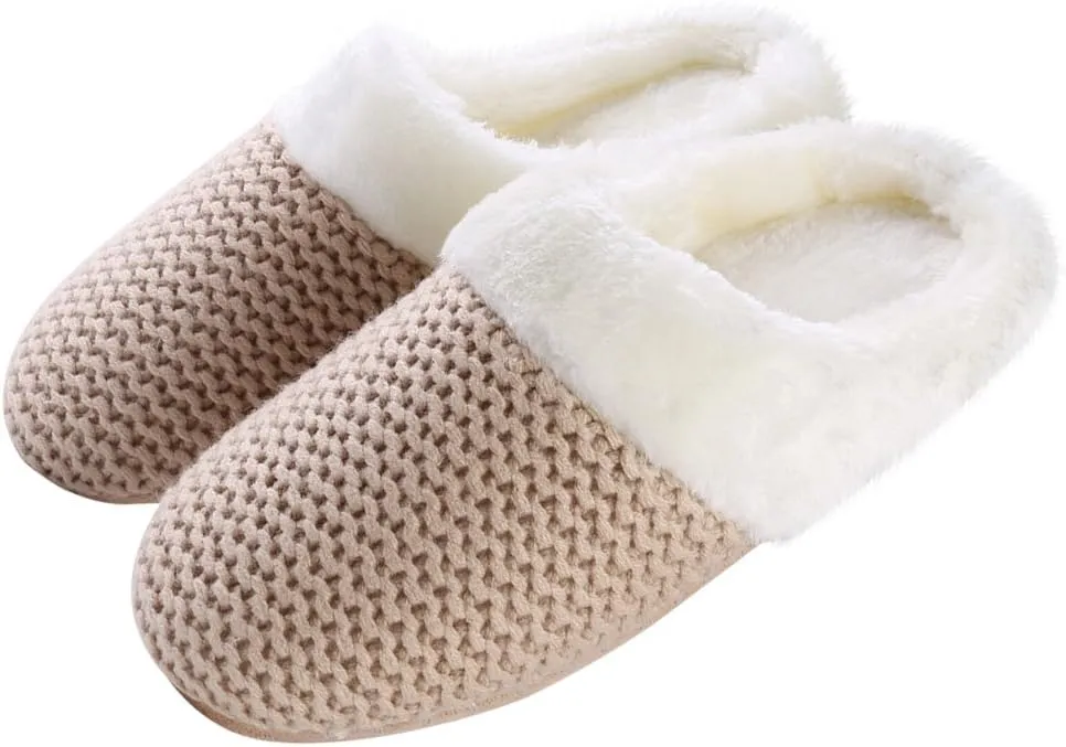 Stylish Womens Slippers - Ultra-Soft Plush Fleece Lined for Maximum Comfort, Non-Slip Sole, Indoor Use Cozy Warm House Shoes
