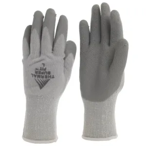 Super-Fit Thermal Work Gloves with Natural Rubber Coated Palm Grey Knit - Large