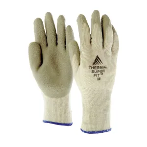 Super-Fit Thermal Work Gloves with Natural Rubber Coated Palm Grey Knit - Medium