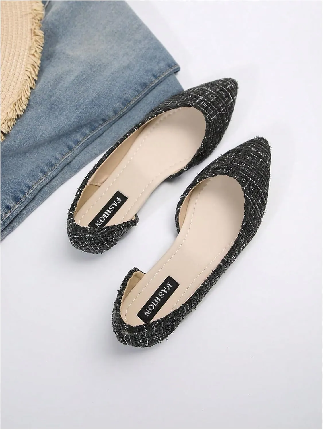 SweatyRocks Women's Pointed Fat Shoes Dressy Comfortable Office Shoes Closed Toe Sandals