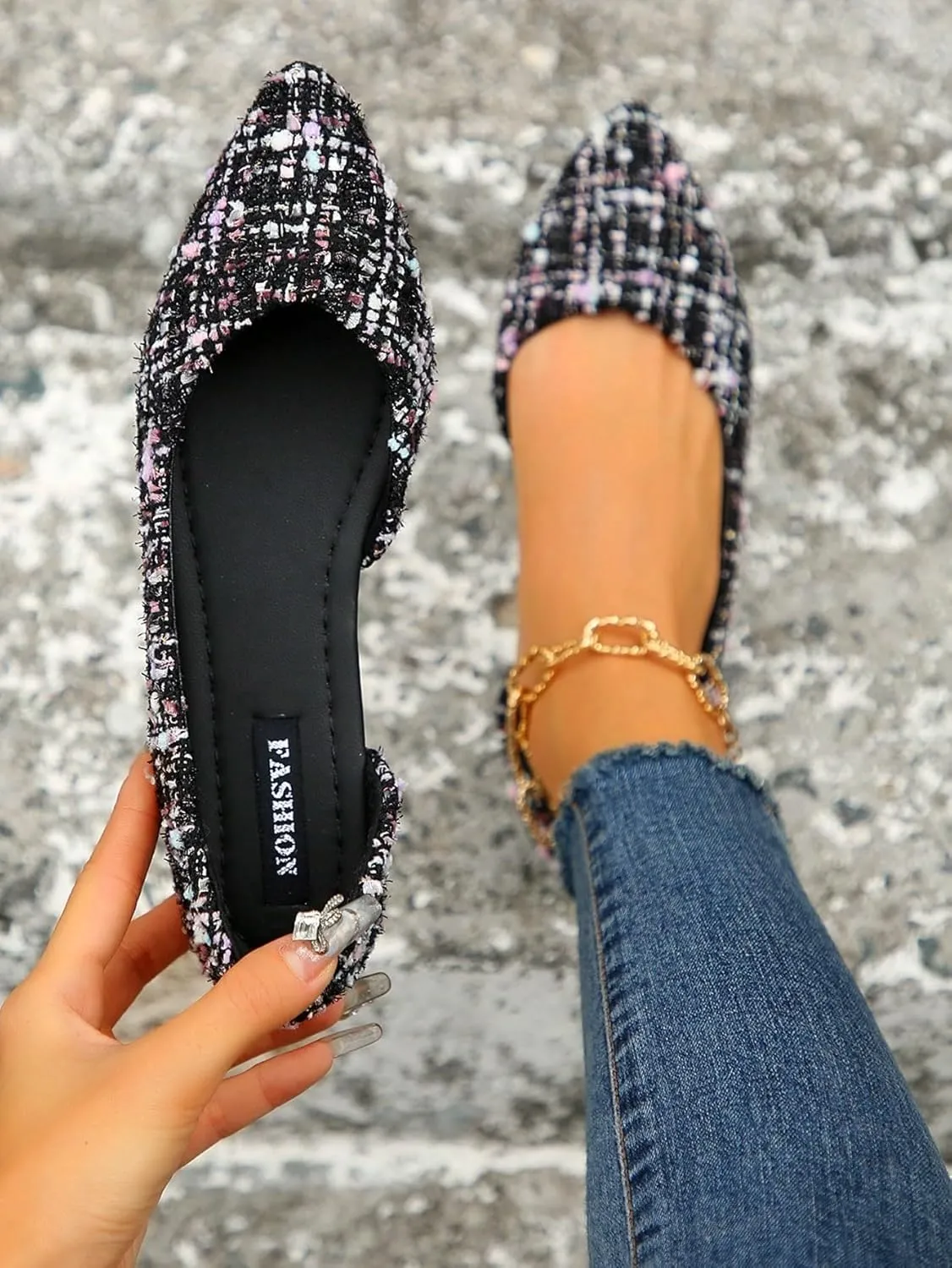 SweatyRocks Women's Pointed Fat Shoes Dressy Comfortable Office Shoes Closed Toe Sandals