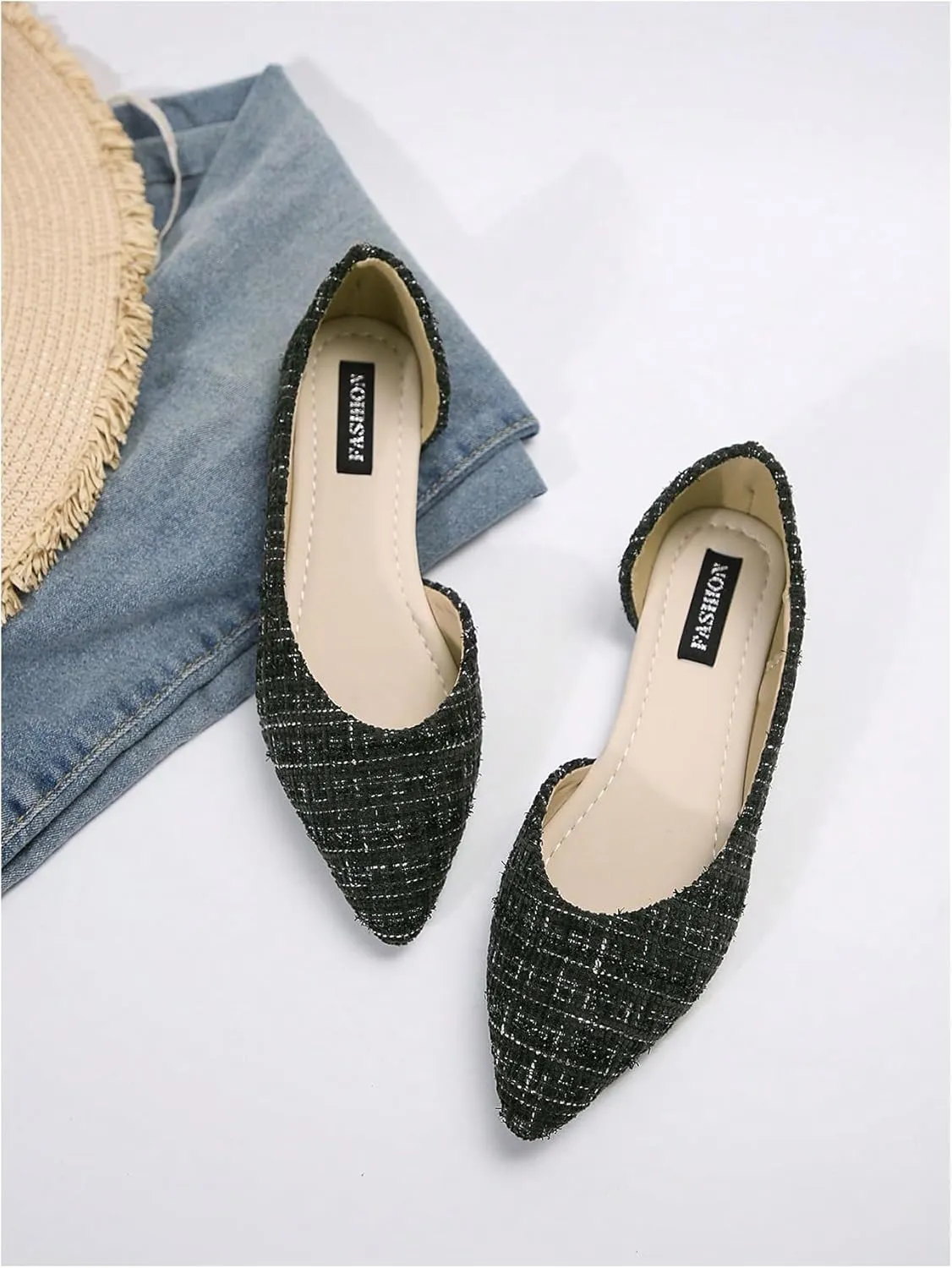 SweatyRocks Women's Pointed Fat Shoes Dressy Comfortable Office Shoes Closed Toe Sandals