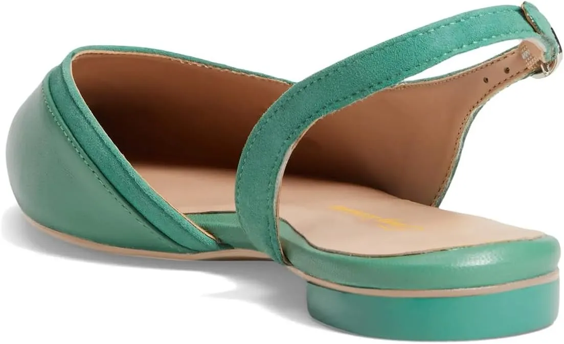 Tang'scuisins Women Casual Splice Slingback D’Orsay Flats Buckle Slip on Closed Pointed Toe Sandals Daily Office Outdoor Business Formal Shoes Size 4-16 US