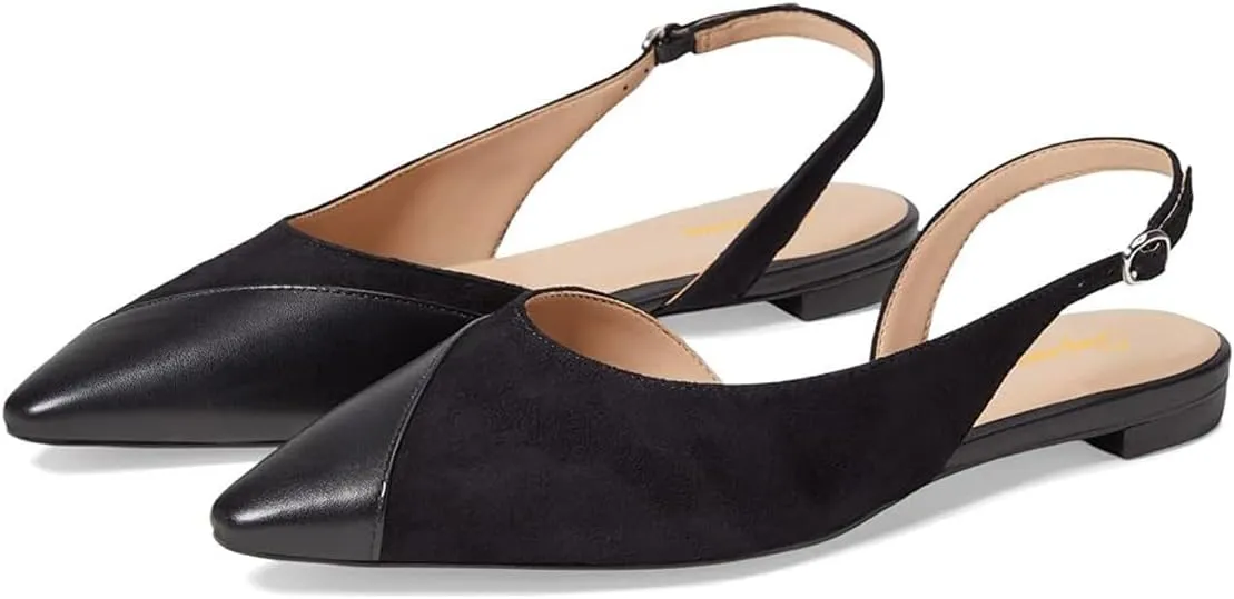 Tang'scuisins Women Casual Splice Slingback D’Orsay Flats Buckle Slip on Closed Pointed Toe Sandals Daily Office Outdoor Business Formal Shoes Size 4-16 US