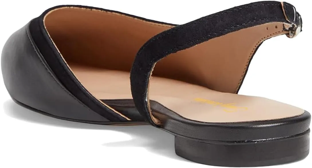 Tang'scuisins Women Casual Splice Slingback D’Orsay Flats Buckle Slip on Closed Pointed Toe Sandals Daily Office Outdoor Business Formal Shoes Size 4-16 US