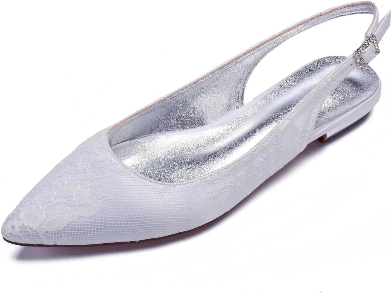 TarfiC Women's Summer Wedding Flats Comfortable Pointed Toe Buckle Dress Flats Lace Ballet Shoes for Woman Soft Driving Flats