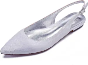 TarfiC Women's Summer Wedding Flats Comfortable Pointed Toe Buckle Dress Flats Lace Ballet Shoes for Woman Soft Driving Flats