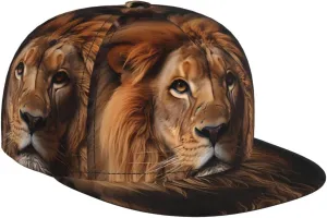 The Lion's Gaze Outdoor Sports Baseball Cap, Daily Sports Adjustable Fashionable Flat Brim hat, Unisex Four-Season Outdoor Sports Cap,