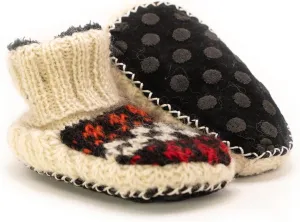 Tibetan Socks Hand Knit Wool Baby Slippers Lined in Fleece With Non Slip Soles For Boys and Girls 0-36 months