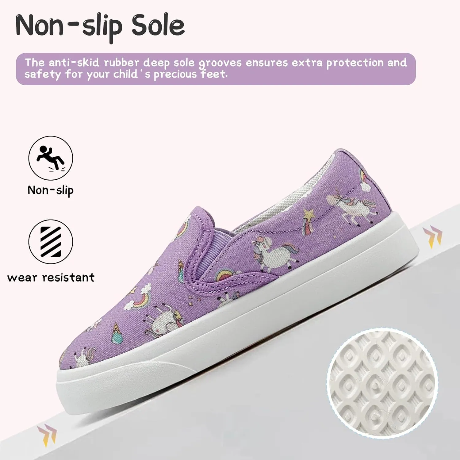 Toddler Shoes for Girls Boys Slip On Canvas Sneakers Lightweight Breathable Cartoon Low Top Kids Casual Walking Shoes