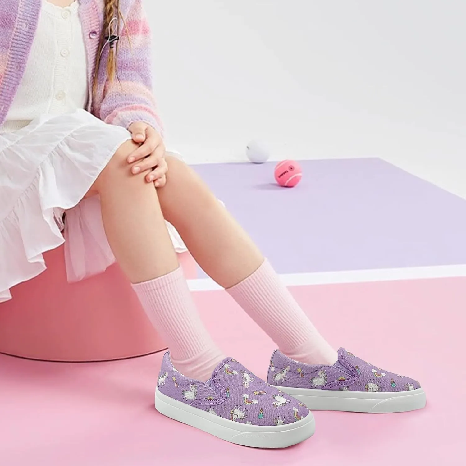 Toddler Shoes for Girls Boys Slip On Canvas Sneakers Lightweight Breathable Cartoon Low Top Kids Casual Walking Shoes
