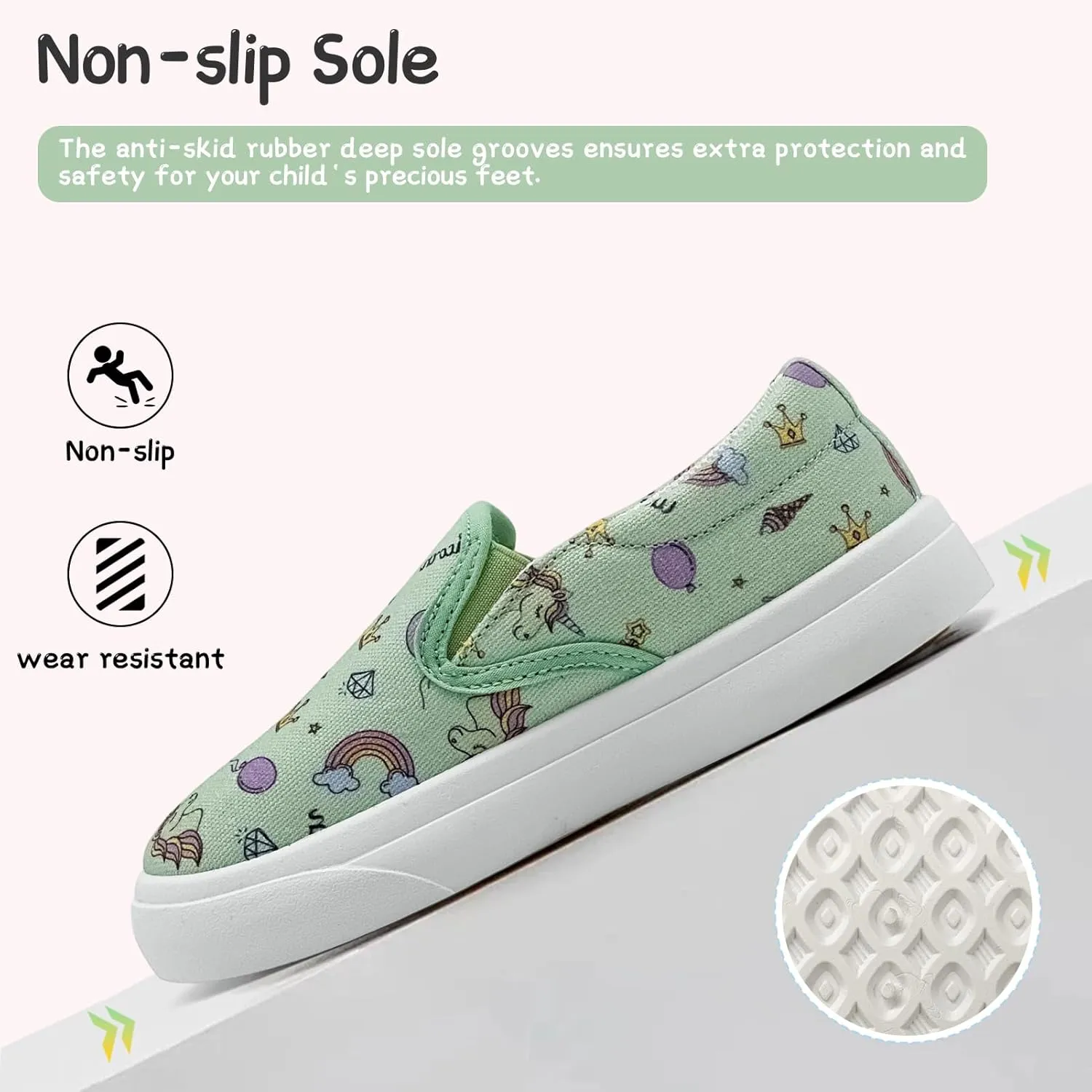 Toddler Shoes for Girls Boys Slip On Canvas Sneakers Lightweight Breathable Cartoon Low Top Kids Casual Walking Shoes