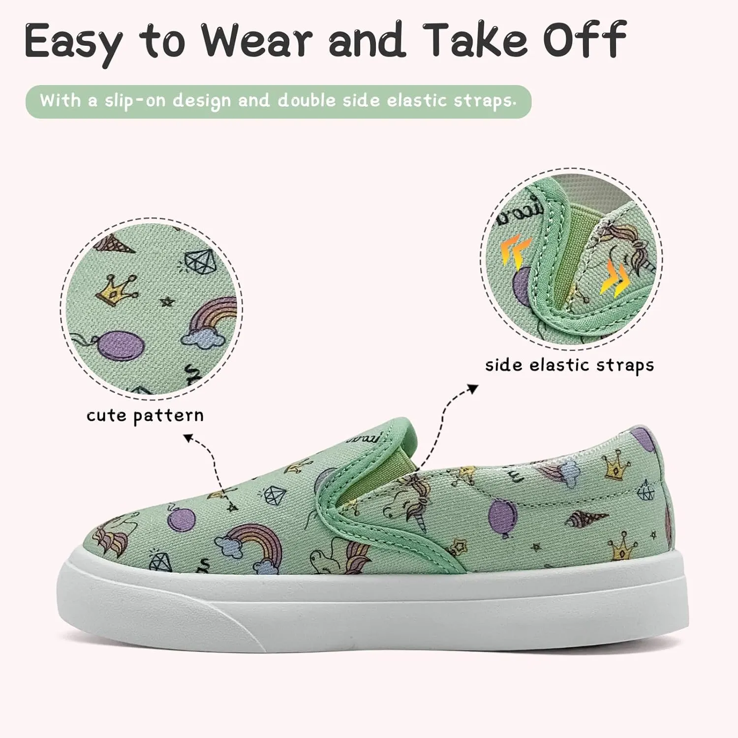 Toddler Shoes for Girls Boys Slip On Canvas Sneakers Lightweight Breathable Cartoon Low Top Kids Casual Walking Shoes