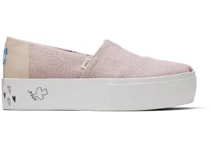TOMS Women's Boardwalk Classics Venice Collection Ballet Pink Platform Slip-Ons