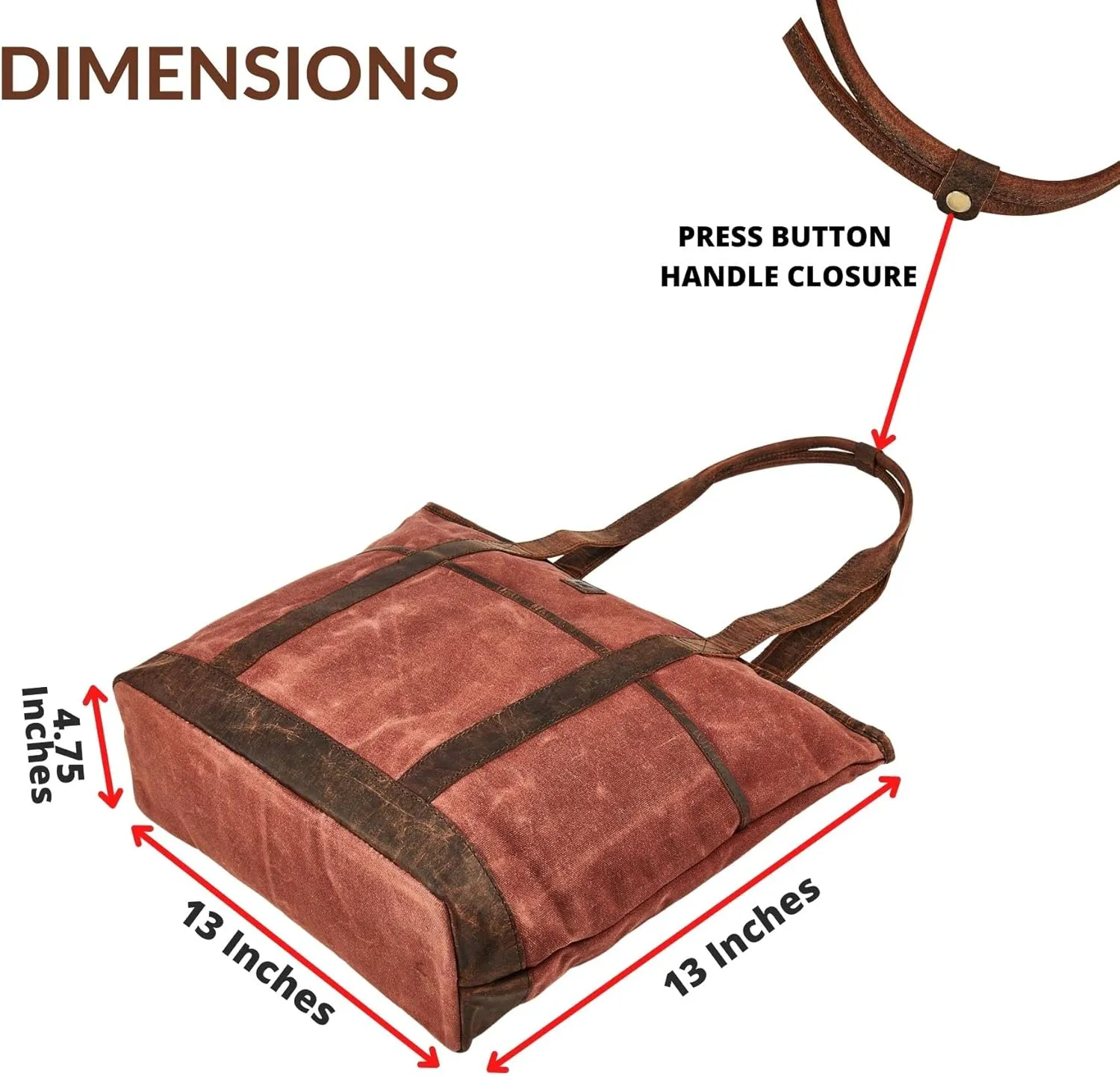 Tote Bag for Women Real Leather Shoulder Handbag Organizer Water Repellent Waxed Canvas