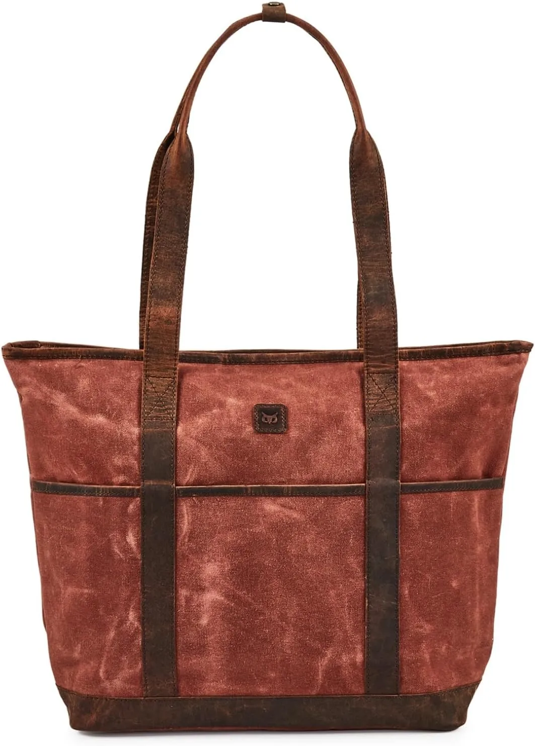 Tote Bag for Women Real Leather Shoulder Handbag Organizer Water Repellent Waxed Canvas