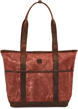 Tote Bag for Women Real Leather Shoulder Handbag Organizer Water Repellent Waxed Canvas