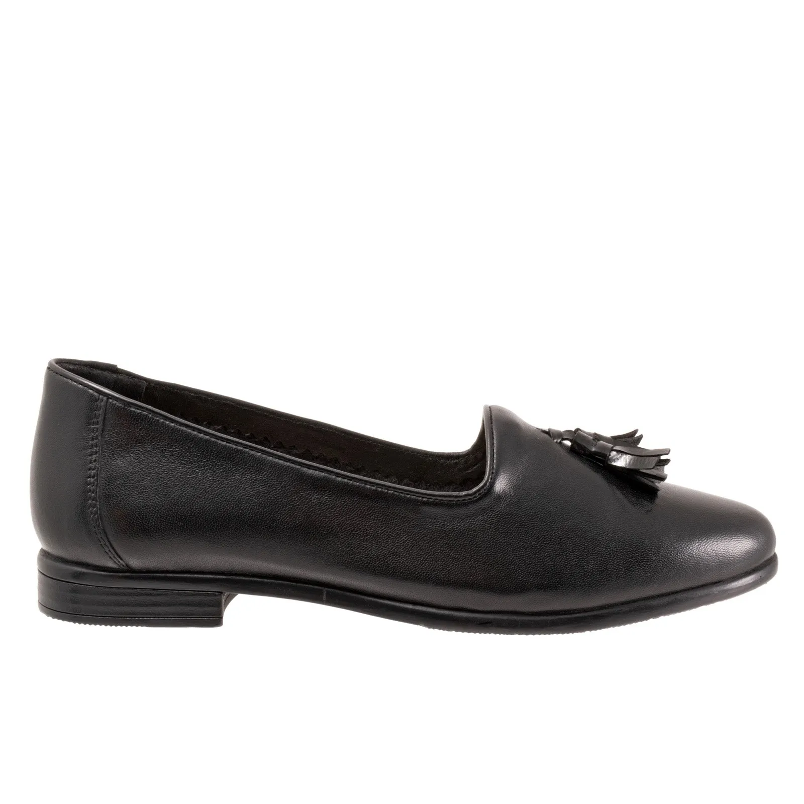 Trotters Liz Tassel T2224-054 Womens Black Narrow Loafer Flats Shoes