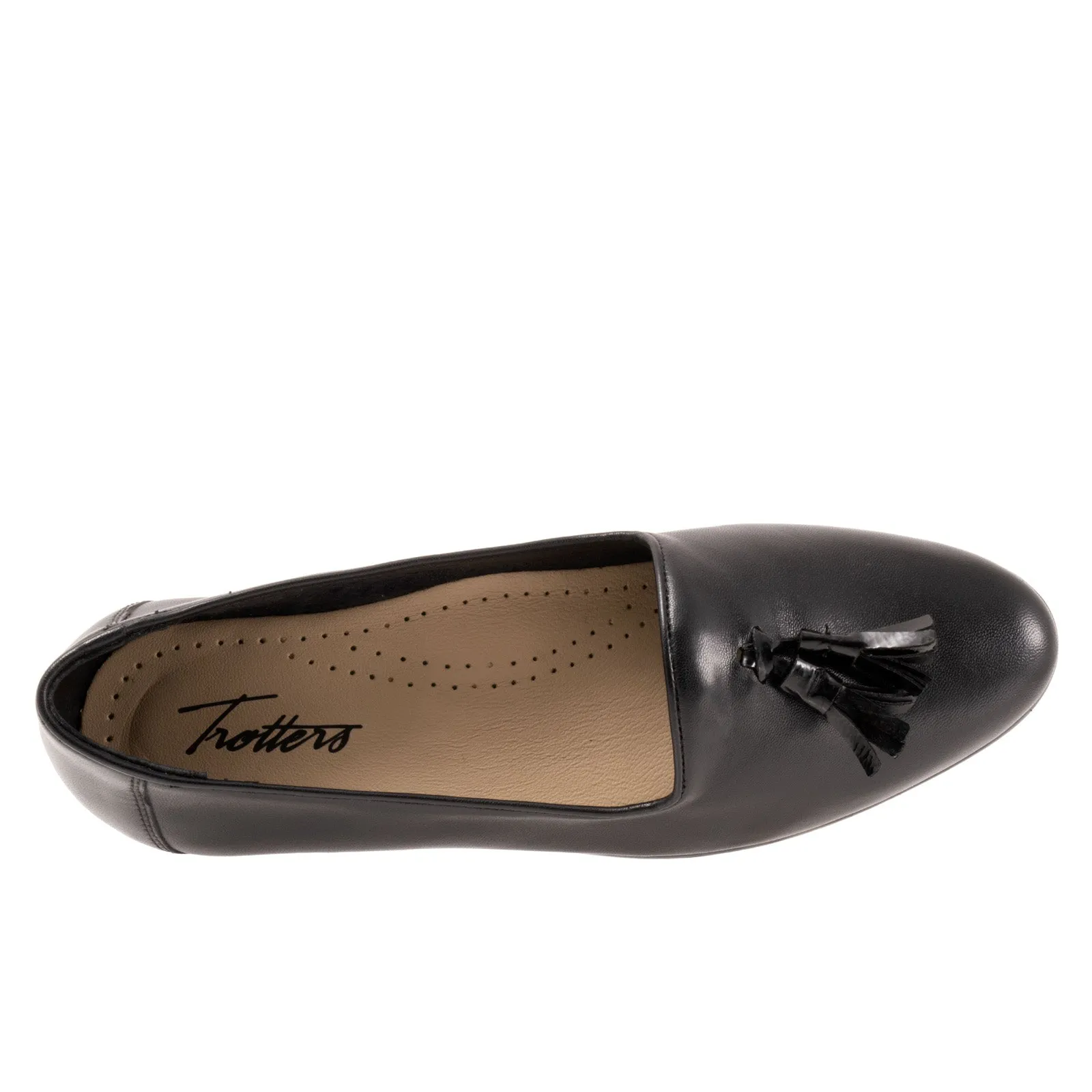 Trotters Liz Tassel T2224-054 Womens Black Narrow Loafer Flats Shoes