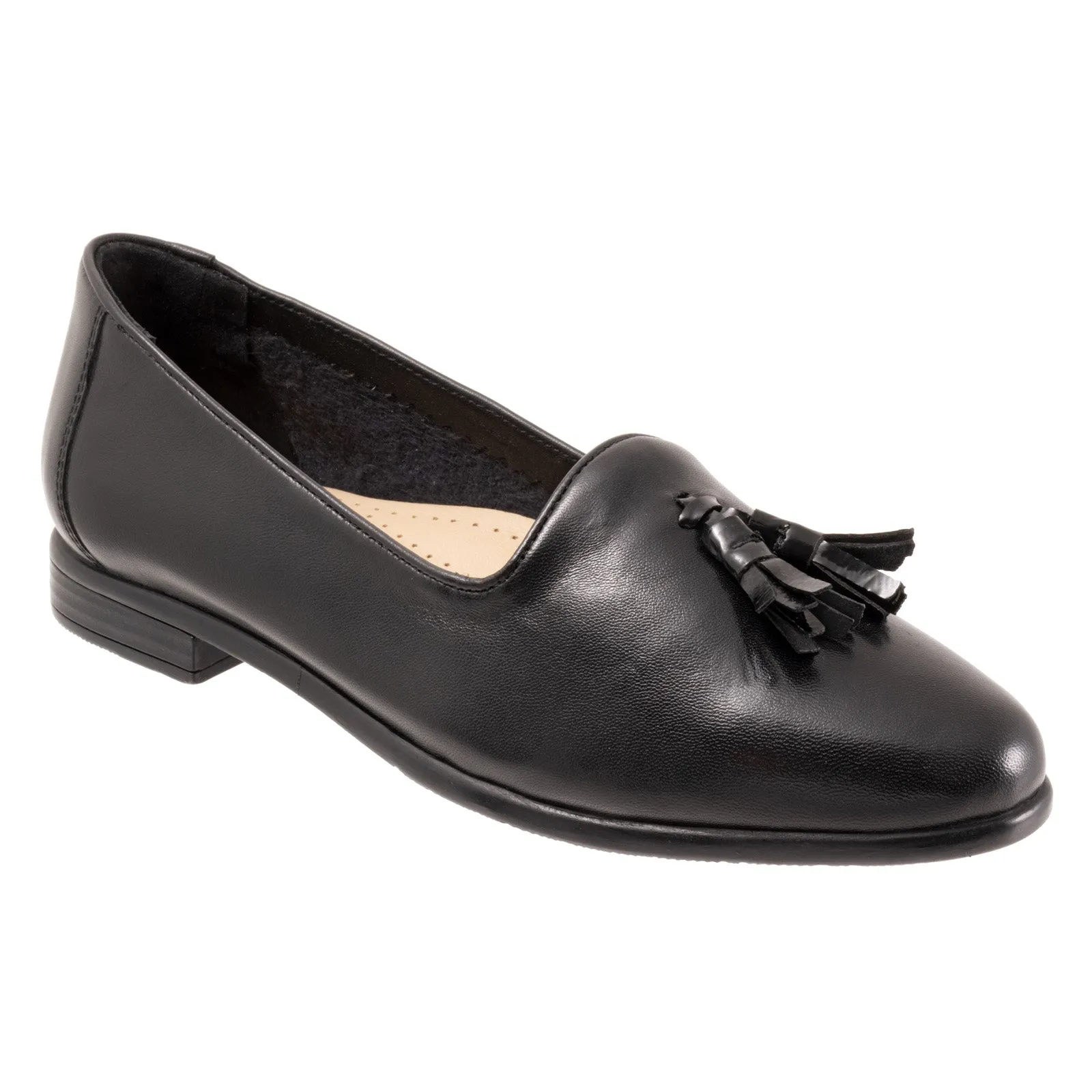 Trotters Liz Tassel T2224-054 Womens Black Narrow Loafer Flats Shoes