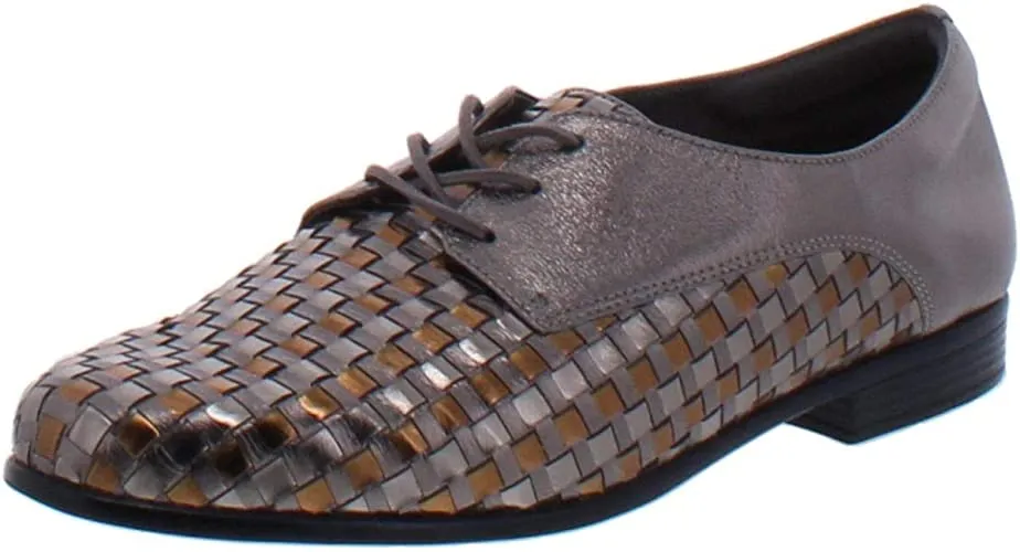 Trotters Women's Lizzie Oxford Flat, Pewter Combo, 7.0 N US