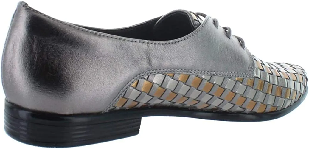 Trotters Women's Lizzie Oxford Flat, Pewter Combo, 7.0 N US