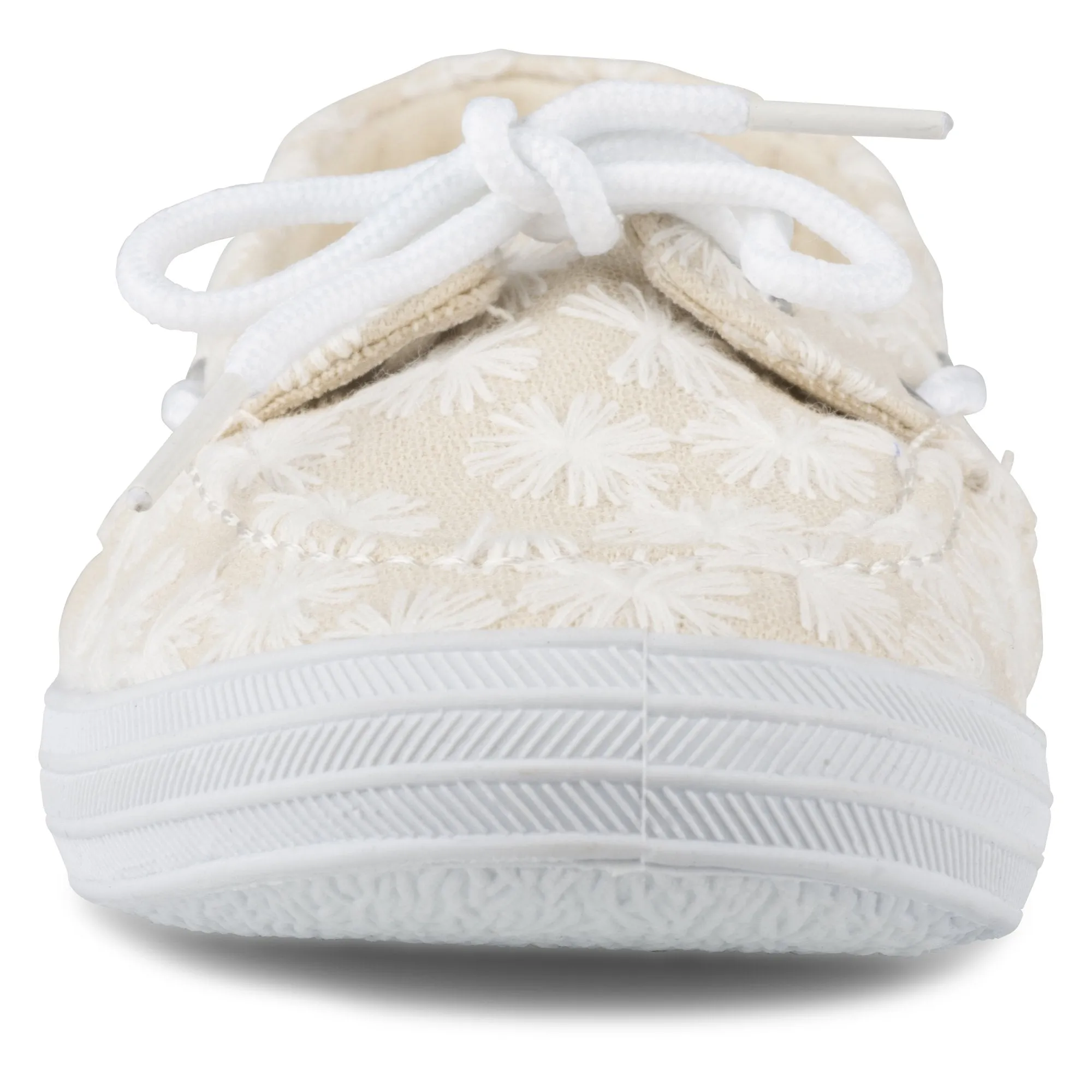Twisted Women's Floral Embroidered Canvas Boat Shoe, Natural, 7