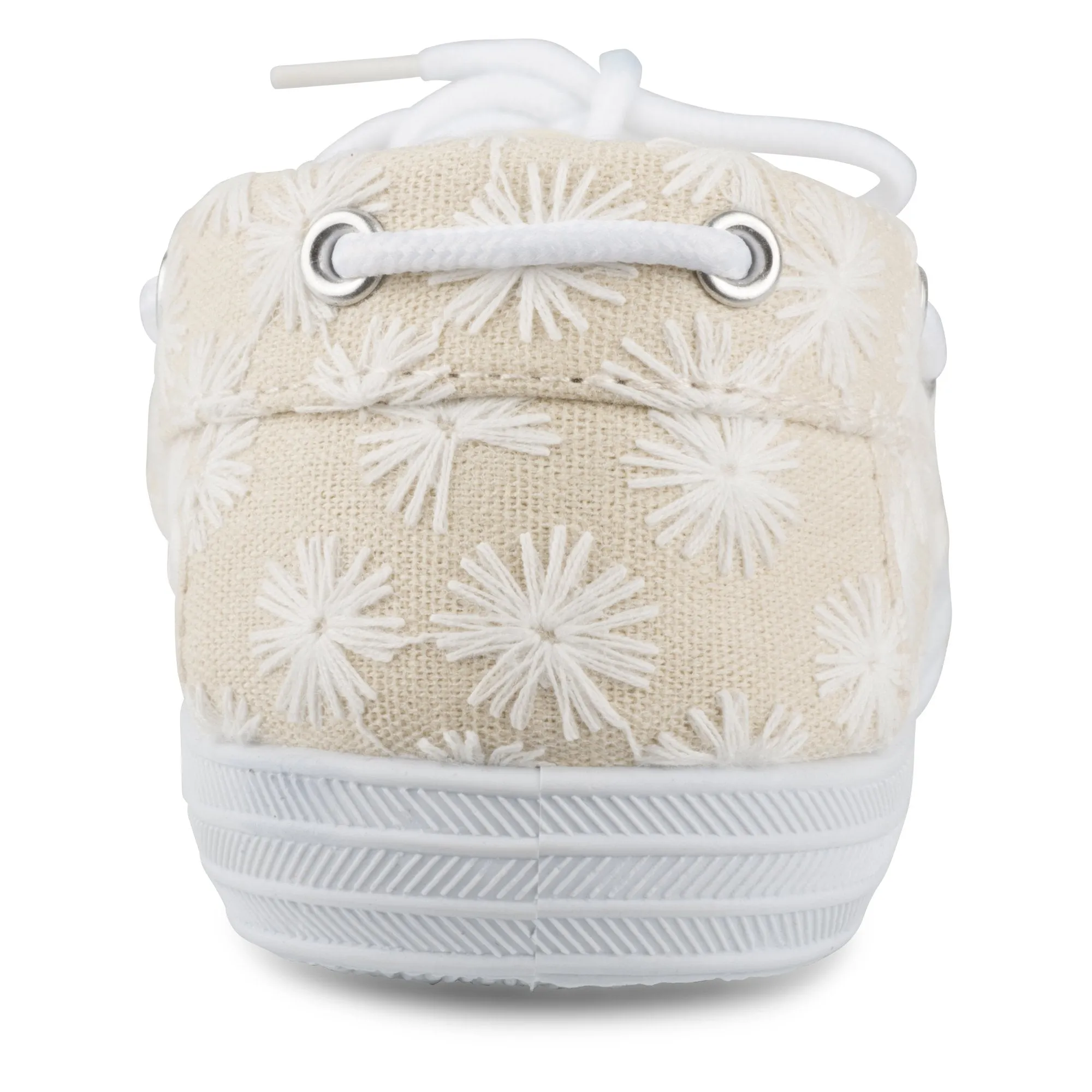 Twisted Women's Floral Embroidered Canvas Boat Shoe, Natural, 7